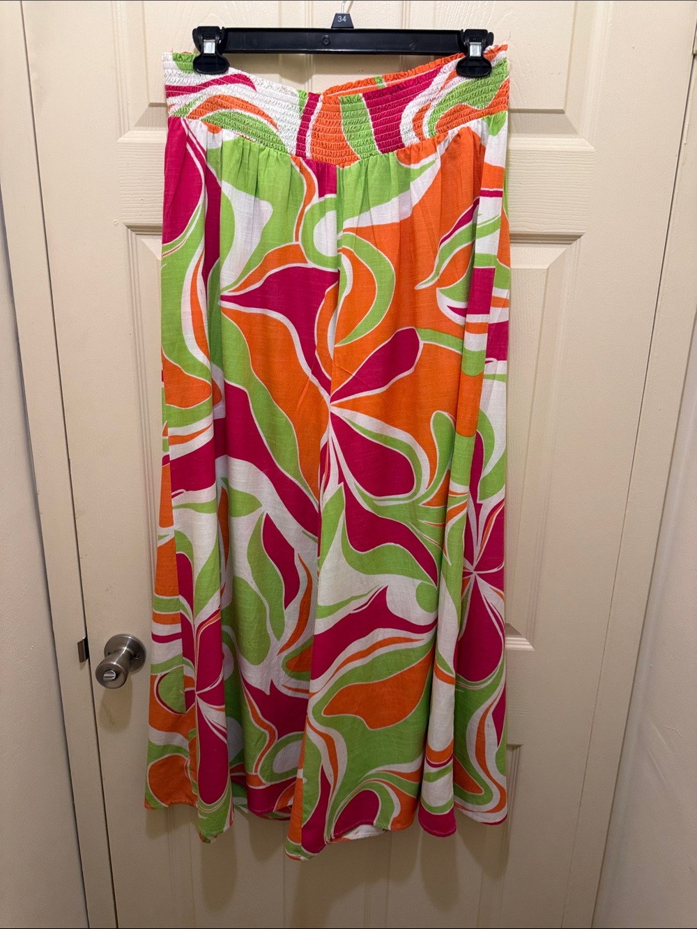 Ashley Stewart Fuchsia Orange Lime Swirl Maxi pants